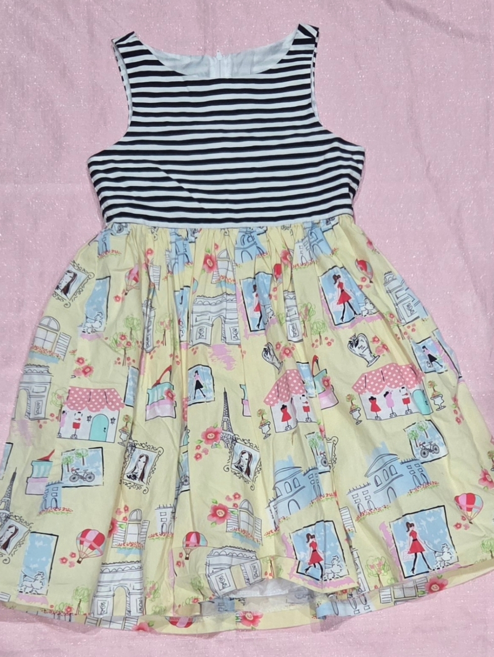 Bonnie Jean Navy & Yellow Paris Print Girls' Dress